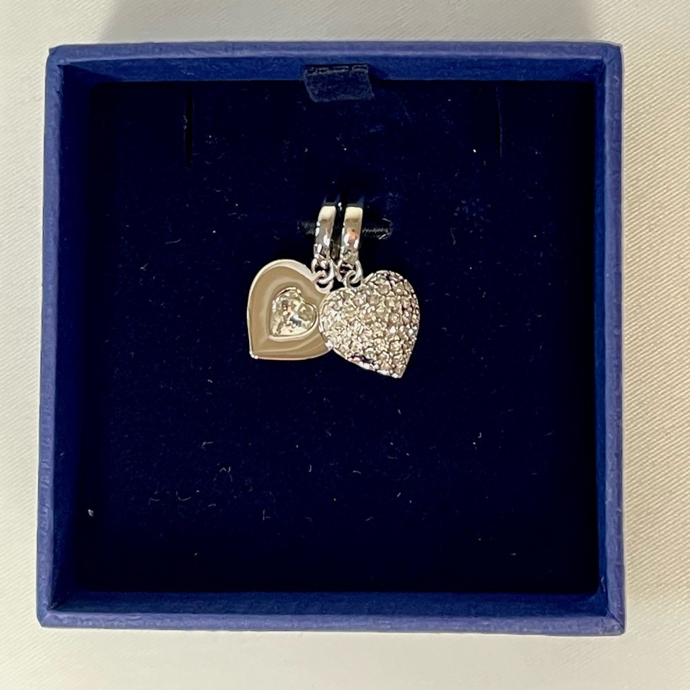 Swarovski Double Heart Crystal Charm – Convertible Red & Silver Crystal Design - Picture 7 of 7